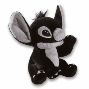Trekvartsvy av svart Stitch-mjukisdjur